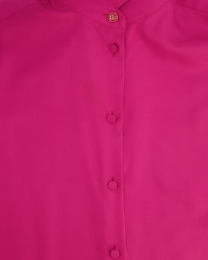 Gucci Hot Pink Silk Short-Sleeve Shirt and Midi Skirt Set Size IT 44 (UK 12)