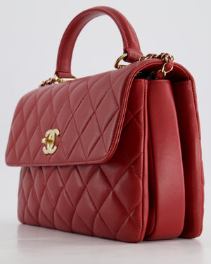 Chanel Burgundy Trendy CC Flap Bag in Quilted Lambskin Leather with Gold Hardware