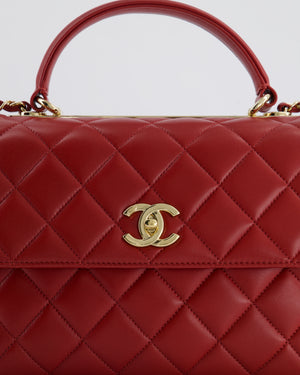 Chanel Burgundy Trendy CC Flap Bag in Quilted Lambskin Leather with Gold Hardware