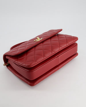 Chanel Burgundy Trendy CC Flap Bag in Quilted Lambskin Leather with Gold Hardware