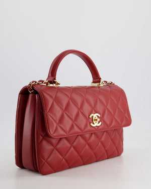 Chanel Burgundy Trendy CC Flap Bag in Quilted Lambskin Leather with Gold Hardware