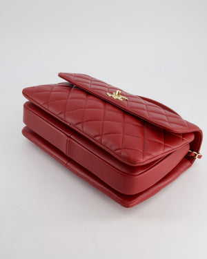 Chanel Burgundy Trendy CC Flap Bag in Quilted Lambskin Leather with Gold Hardware