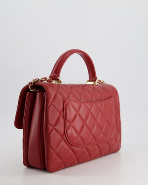 Chanel Burgundy Trendy CC Flap Bag in Quilted Lambskin Leather with Gold Hardware