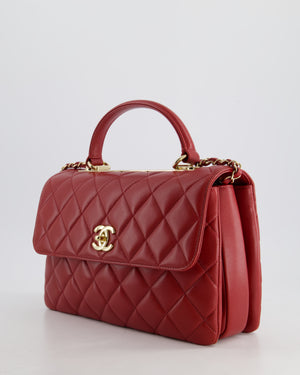 Chanel Burgundy Trendy CC Flap Bag in Quilted Lambskin Leather with Gold Hardware