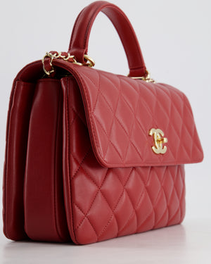 Chanel Burgundy Trendy CC Flap Bag in Quilted Lambskin Leather with Gold Hardware