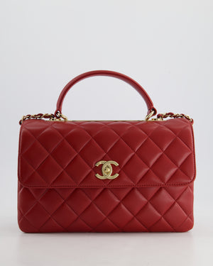 Chanel Burgundy Trendy CC Flap Bag in Quilted Lambskin Leather with Gold Hardware