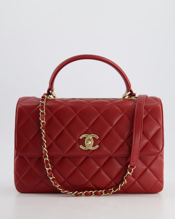 Chanel Burgundy Trendy CC Flap Bag in Quilted Lambskin Leather with Gold Hardware