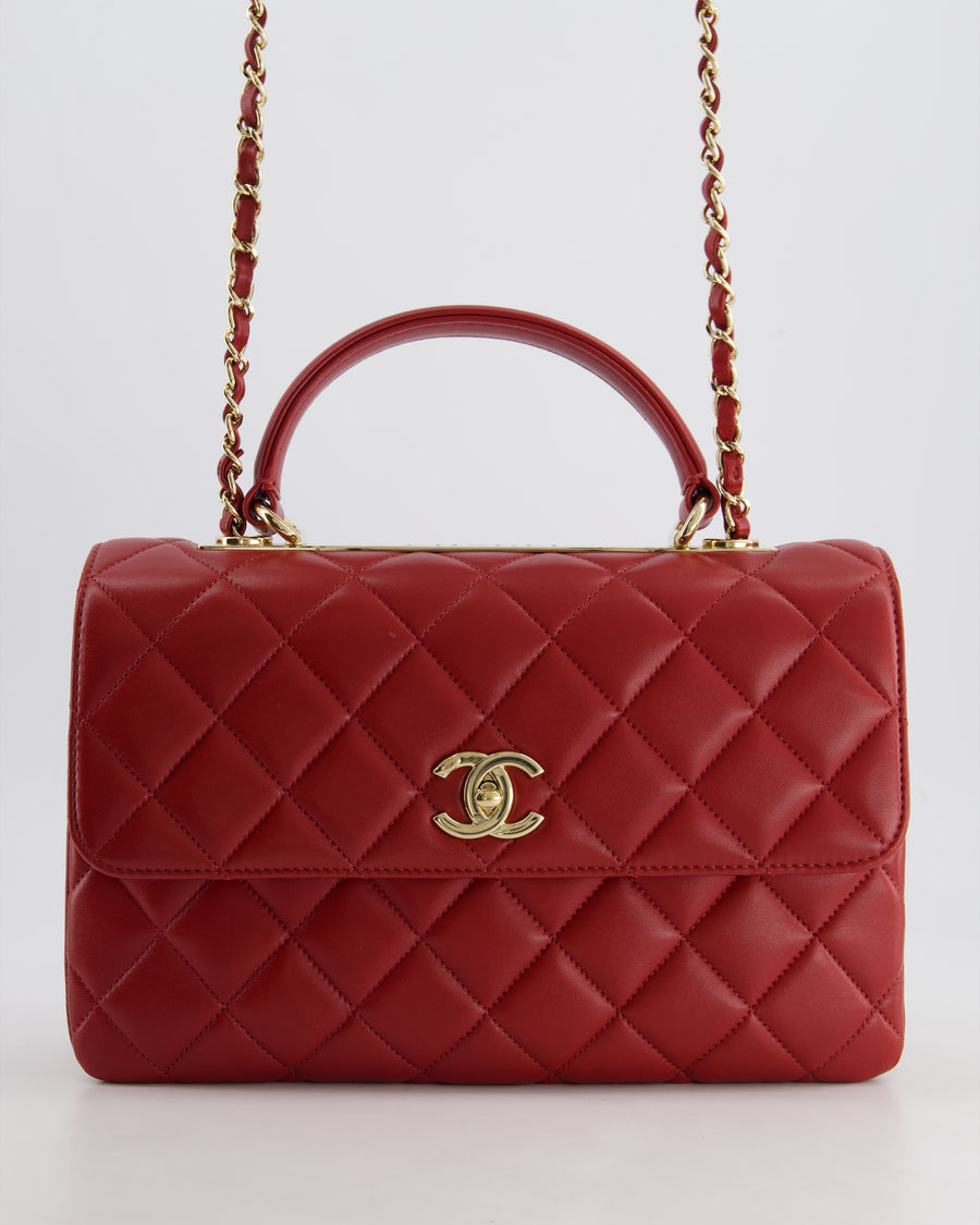 Chanel Burgundy Trendy CC Flap Bag in Quilted Lambskin Leather with Gold Hardware