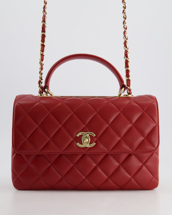 Chanel Burgundy Trendy CC Flap Bag in Quilted Lambskin Leather with Gold Hardware