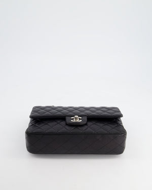 Chanel Black Medium Classic Double Flap Bag in Lambskin Leather with Silver Hardware