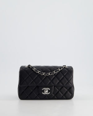 *HOT* Chanel Black Lambskin Single Flap Bag with Silver Hardware