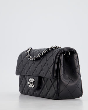 *HOT* Chanel Black Lambskin Single Flap Bag with Silver Hardware