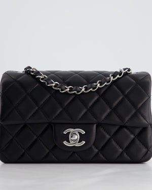 *HOT* Chanel Black Lambskin Single Flap Bag with Silver Hardware