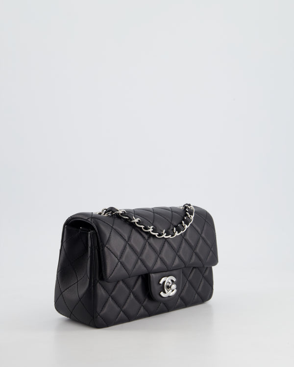 *HOT* Chanel Black Lambskin Single Flap Bag with Silver Hardware