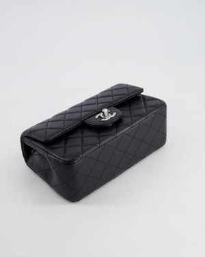 *HOT* Chanel Black Lambskin Single Flap Bag with Silver Hardware