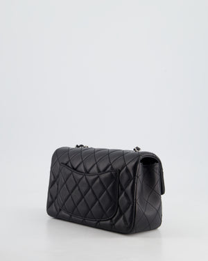 *HOT* Chanel Black Lambskin Single Flap Bag with Silver Hardware