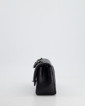 *HOT* Chanel Black Lambskin Single Flap Bag with Silver Hardware