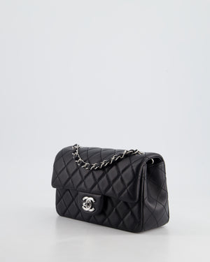 *HOT* Chanel Black Lambskin Single Flap Bag with Silver Hardware