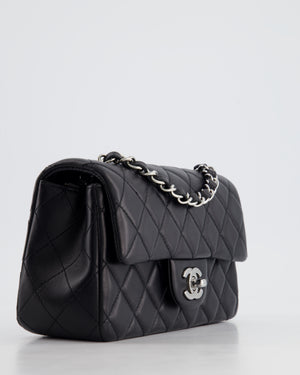 *HOT* Chanel Black Lambskin Single Flap Bag with Silver Hardware