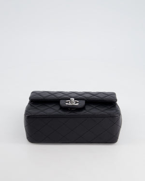 *HOT* Chanel Black Lambskin Single Flap Bag with Silver Hardware