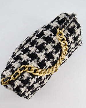 Chanel 19 Black & White Ribbon Houndstooth Tweed Flap Bag