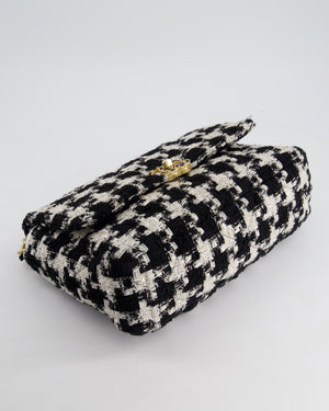 Chanel 19 Black & White Ribbon Houndstooth Tweed Flap Bag