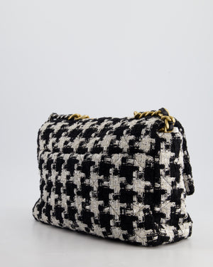 Chanel 19 Black & White Ribbon Houndstooth Tweed Flap Bag