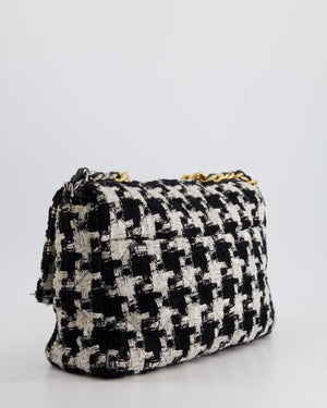 Chanel 19 Black & White Ribbon Houndstooth Tweed Flap Bag