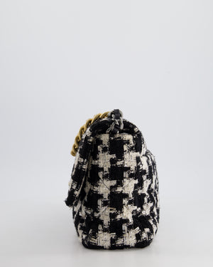 Chanel 19 Black & White Ribbon Houndstooth Tweed Flap Bag