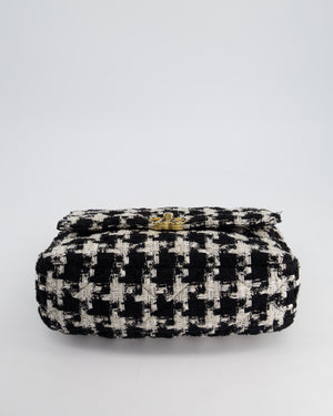 Chanel 19 Black & White Ribbon Houndstooth Tweed Flap Bag