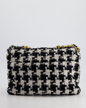 Chanel 19 Black & White Ribbon Houndstooth Tweed Flap Bag