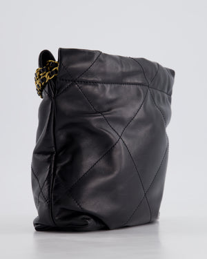 Chanel 22 Small Hobo Bag in Black Shiny Lambskin with Brushed Gold Hardware