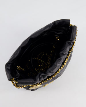 Chanel 22 Small Hobo Bag in Black Shiny Lambskin with Brushed Gold Hardware