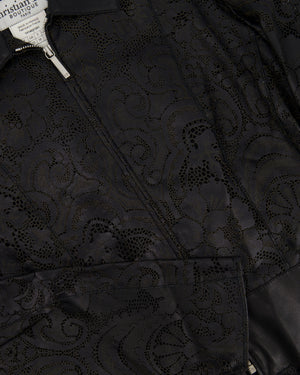 Christian Dior by John Galliano Laser Cut Leather Jacket with Tie Detail Size FR 38 (UK 10)