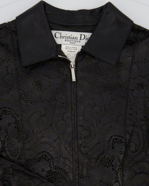 Christian Dior by John Galliano Laser Cut Leather Jacket with Tie Detail Size FR 38 (UK 10)