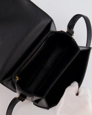 Celine Black Teen Triomphe Bag in Shiny Calfskin Leather with Gold Hardware