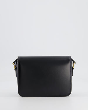 Celine Black Teen Triomphe Bag in Shiny Calfskin Leather with Gold Hardware