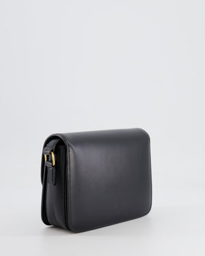 Celine Black Teen Triomphe Bag in Shiny Calfskin Leather with Gold Hardware