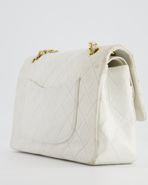 *FIRE PRICE* Chanel Vintage White Medium Classic Double Flap Bag in Lambskin Leather with 24K Gold Hardware