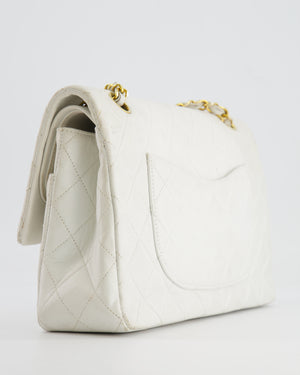 *FIRE PRICE* Chanel Vintage White Medium Classic Double Flap Bag in Lambskin Leather with 24K Gold Hardware