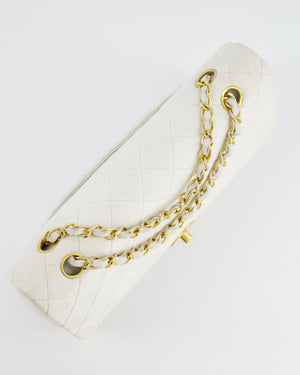 *FIRE PRICE* Chanel Vintage White Medium Classic Double Flap Bag in Lambskin Leather with 24K Gold Hardware