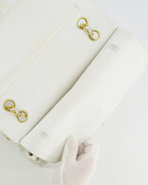 *FIRE PRICE* Chanel Vintage White Medium Classic Double Flap Bag in Lambskin Leather with 24K Gold Hardware