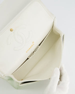 *FIRE PRICE* Chanel Vintage White Medium Classic Double Flap Bag in Lambskin Leather with 24K Gold Hardware