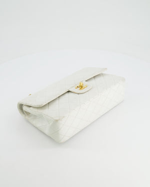 *FIRE PRICE* Chanel Vintage White Medium Classic Double Flap Bag in Lambskin Leather with 24K Gold Hardware