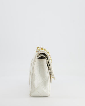 *FIRE PRICE* Chanel Vintage White Medium Classic Double Flap Bag in Lambskin Leather with 24K Gold Hardware