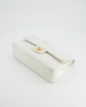 *FIRE PRICE* Chanel Vintage White Medium Classic Double Flap Bag in Lambskin Leather with 24K Gold Hardware