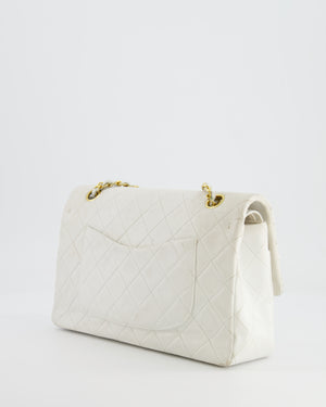 *FIRE PRICE* Chanel Vintage White Medium Classic Double Flap Bag in Lambskin Leather with 24K Gold Hardware