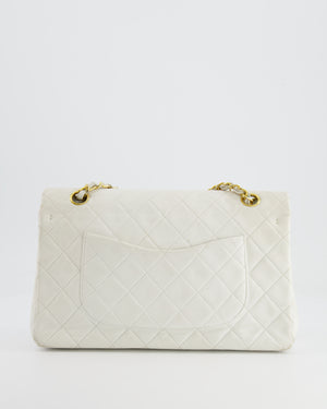 *FIRE PRICE* Chanel Vintage White Medium Classic Double Flap Bag in Lambskin Leather with 24K Gold Hardware