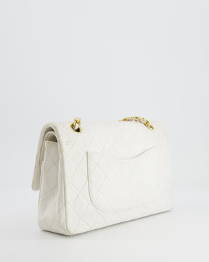 *FIRE PRICE* Chanel Vintage White Medium Classic Double Flap Bag in Lambskin Leather with 24K Gold Hardware