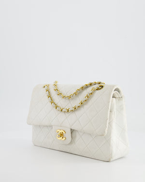 *FIRE PRICE* Chanel Vintage White Medium Classic Double Flap Bag in Lambskin Leather with 24K Gold Hardware